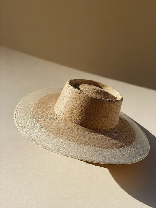 Wide Brim Palma Boater - Two Tone